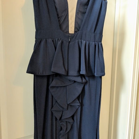 Xscape Illusion Front Navy Gown - Picture 5 of 5